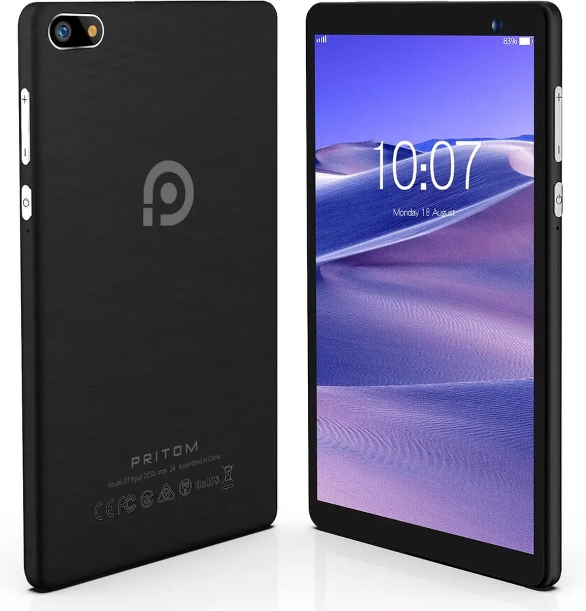 Pritom® Android 11 (2023) Tablet - WiFi - 2GB RAM - 32GB - Quad Core - 7 inch - 4000 mAh - inclusief USB-C Oplader - Leren Beschermhoes - Zwart (4320235295238)