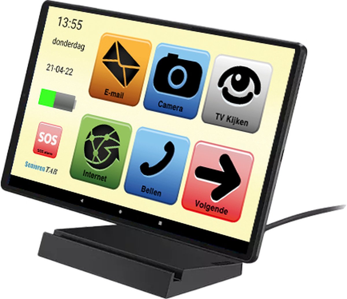 SeniorenTAB LM10W HD - Senioren Tablet - 64GB - Wifi - 10.1 inch scherm - met oplaad standaard (8720589130487)