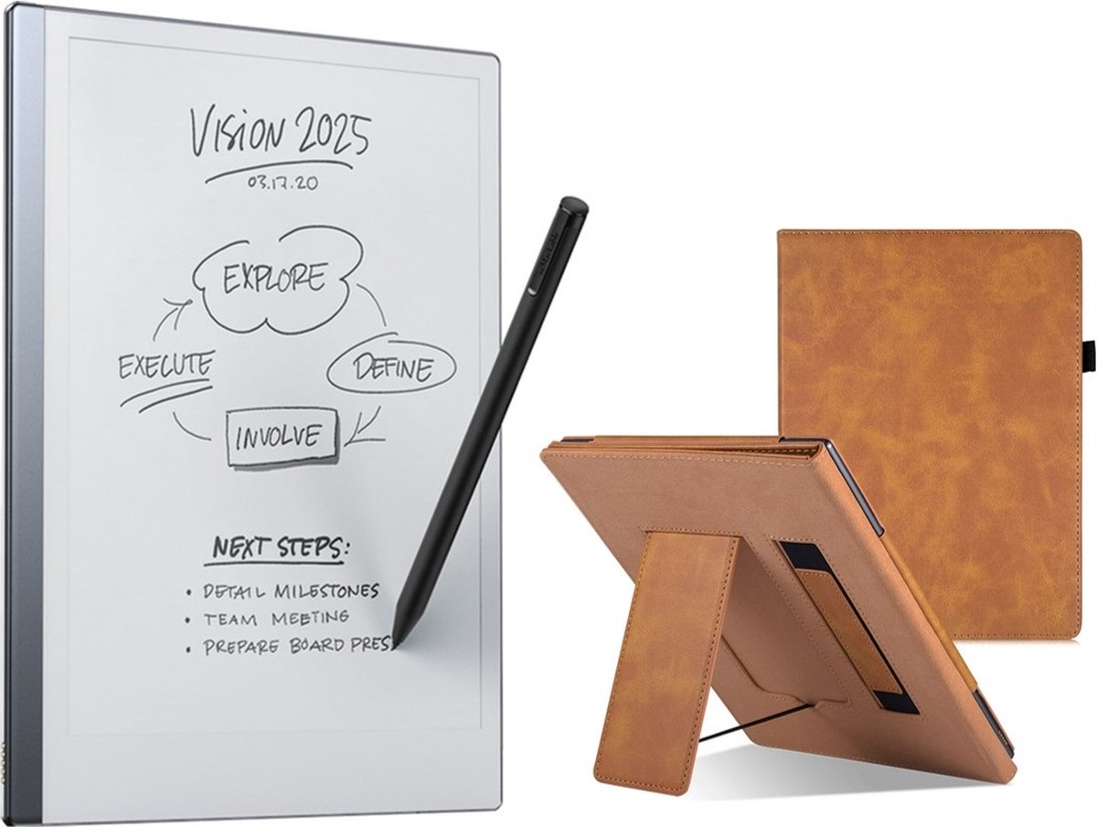 reMarkable ® 2 met Marker Plus en luxe PU lederen Cognac Hoes - the Paper Tablet (8717953046512)