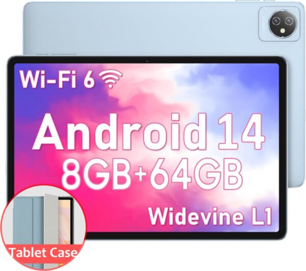 Blackview 10 inch tablet Tab 70 WiFi Android 14 Tablets 4GB+64GB (2TB TF) 6580MAH WIFI 6 Bluetooth WideVine L1 Blauw (6931548316787)