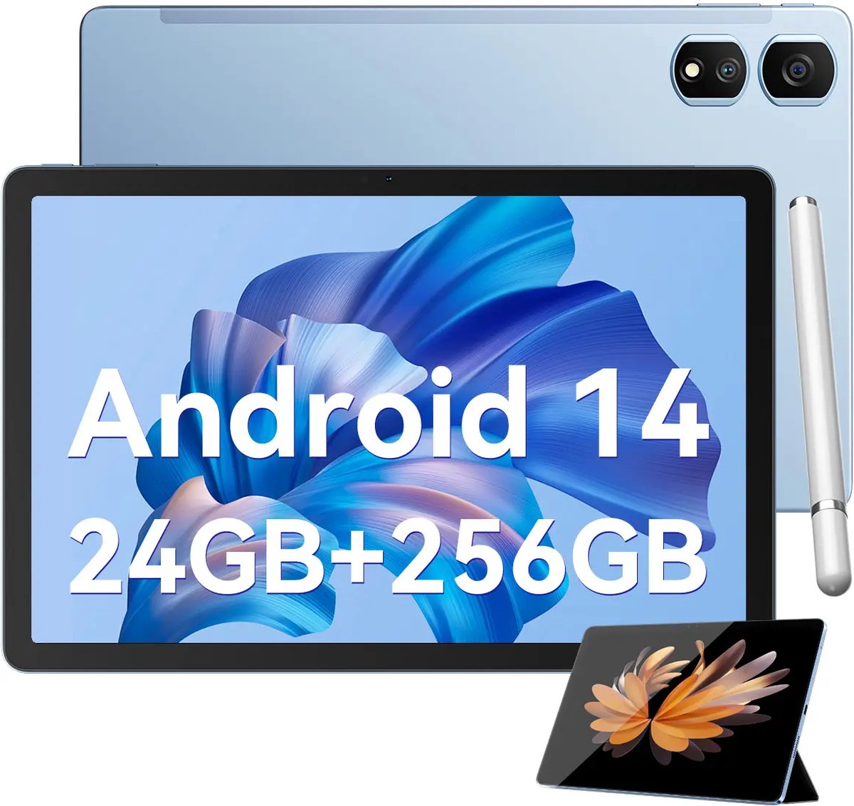 Blackview Tab 16 Pro 11 Inch Tablet Android 14 4G DUAL SIM+WiFi 24(8+16)GB+256GB(TF 2TB) Widevine L1 7700mAh GPS,18W,13+8MP inclusief pen en case Blauw (6931548316817)