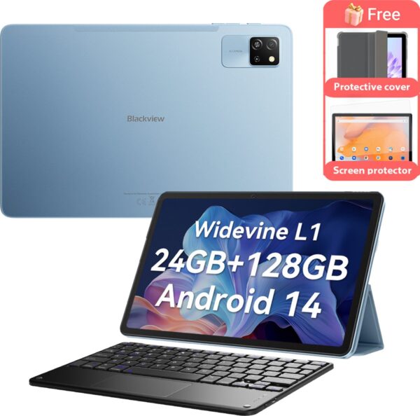 Blackview Tab 60 Pro Tablet 10.1 inch 4G DUAL SIM+WiFi 24(8+16)GB+128GB Octa-core Widevine L1 Met toetsenbord PC-modus Blauw (0810175518954)