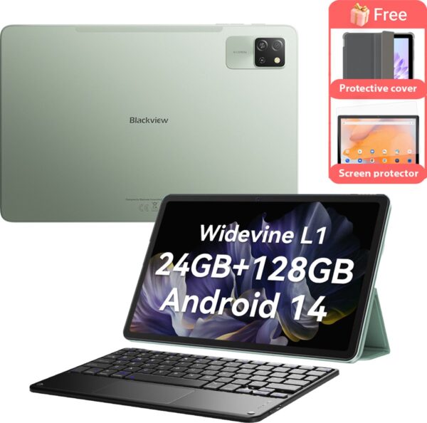 Blackview Tab 60 Pro Tablet 10.1 inch 4G DUAL SIM+WiFi 24(8+16)GB+128GB Octa-core Widevine L1 Met toetsenbord PC-modus Groen (0810175518961)