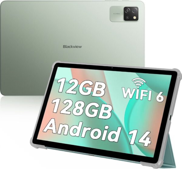 Blackview Tab 60 WiFi Android 14 Tablet - 12(4+8)GB+128GB(1TB Externe SD) - 10.1'' HD+ Display - 5100mAh Batterij - Dubbele boxluidsprekers Groen (6931548318224)