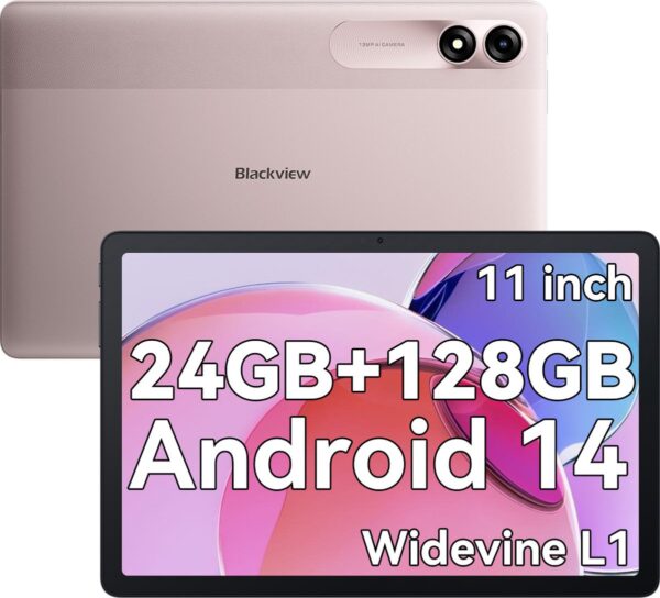 Blackview Tab 90 Tablet PC 11 inch 4G LTE+5G WiFi Android 14 Tablet 24(8+16)GB RAM+128GB ROM Octa Core Gaming Tablet met 8200mAh Accu Roze (6931548318132)