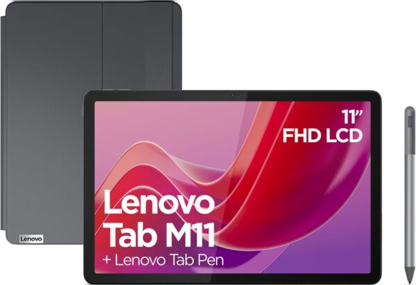 Lenovo Tab M11 + Pen + Book Case - 8GB/128GB - 4G/LTE - Grijs (0197531855770)