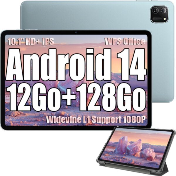 Oscal Pad 70 WiFi Tablet 10.1" HD+ IPS - Android 14 - 2.4G+5G WiFi 6, - RAM 12 GB - ROM 128 GB - 8MP+13MP - 6580mAh - Blauw (6931548314455)