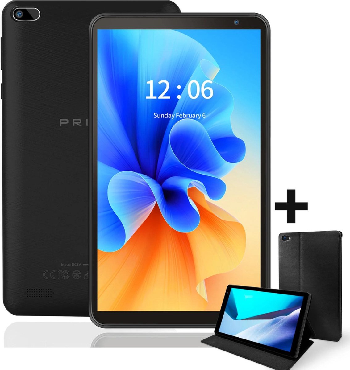 Pritom® Android 11 (2023) Tablet - WiFi - 2GB RAM - 32GB - Quad Core - 7 inch - 4000 mAh - inclusief USB-C Oplader - Leren Beschermhoes - Zwart (4320235295238)