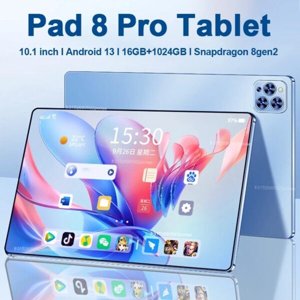 Tablet Android 13 Blauw - Pro 8 - 10.1 Inch - Android 13 -Globale Snapdragon - 8gen2 - 16G /256 Gb- 10000Mah 5G - Dual Sim - Wifi - Hd Volledig Scherm - Blauw (8721264810298)