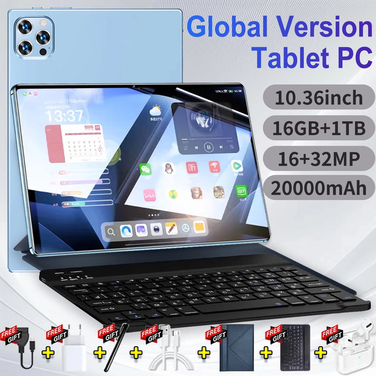 2025 Nieuwe Pad 15 Pro Tablets 16Gb 1024Gb Android 10.36 Inch 5G Dual Sim Gps Bluetooth Wifi Wps Tabletpc - Grey (6151929779738)