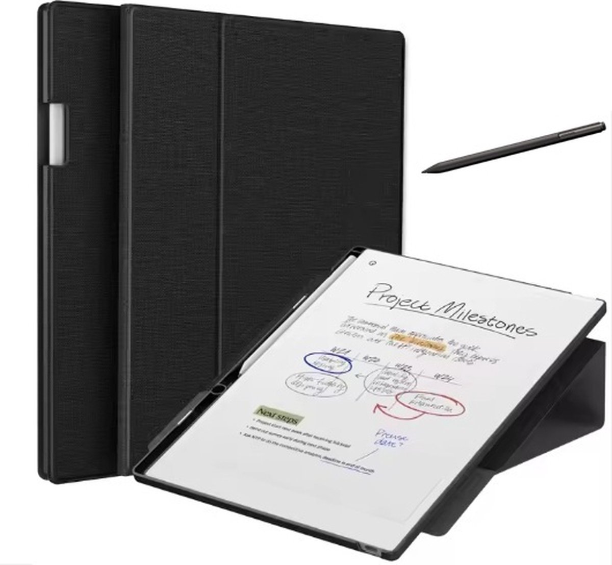 reMarkable Paper Pro met Marker Plus en Draaibare Antraciet hoes met penvakje - digitaal notitieblok (8717953043726)