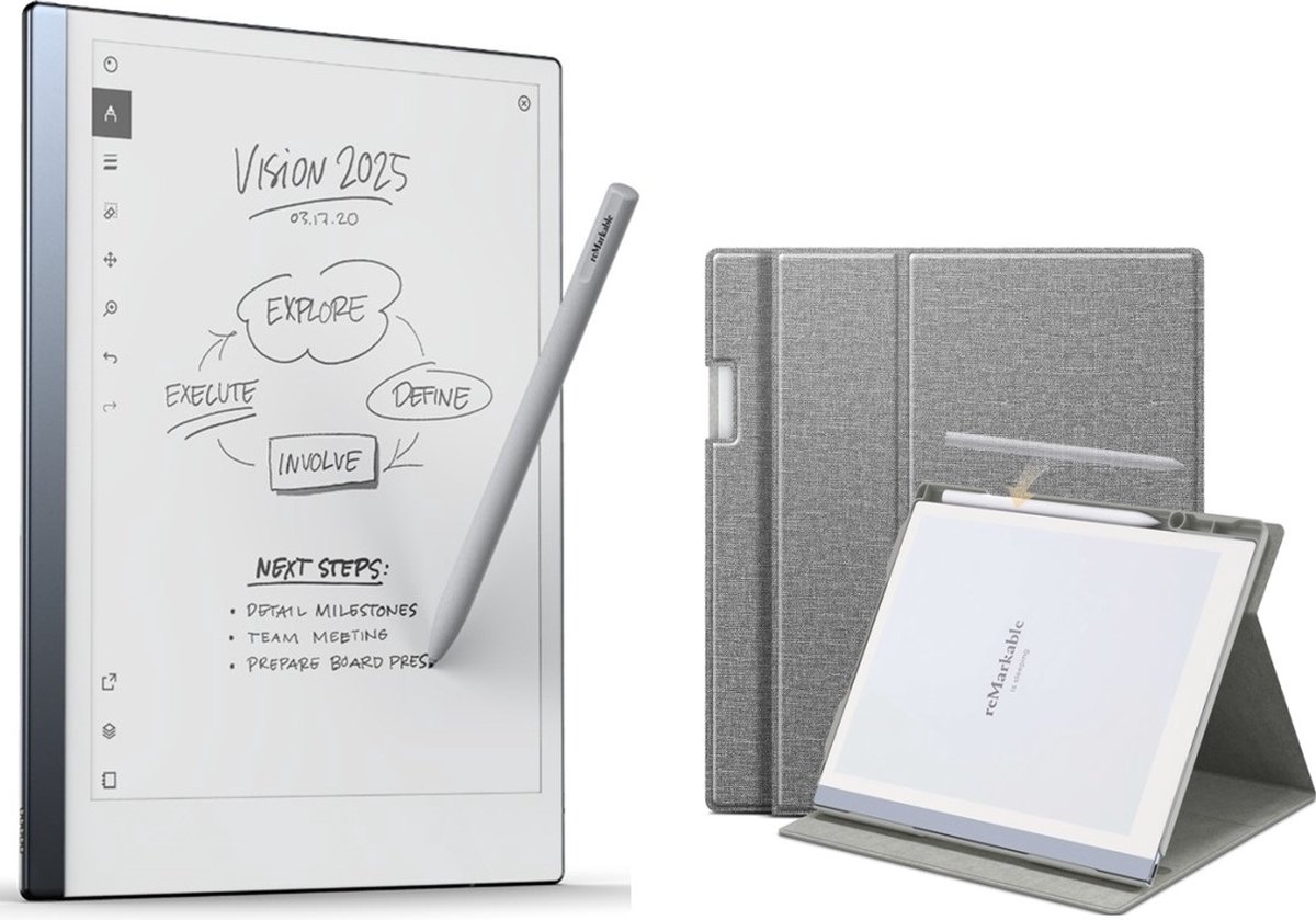 reMarkable® 2 met Marker en draaibare Grijze hoes met penhouder (8717953043849)