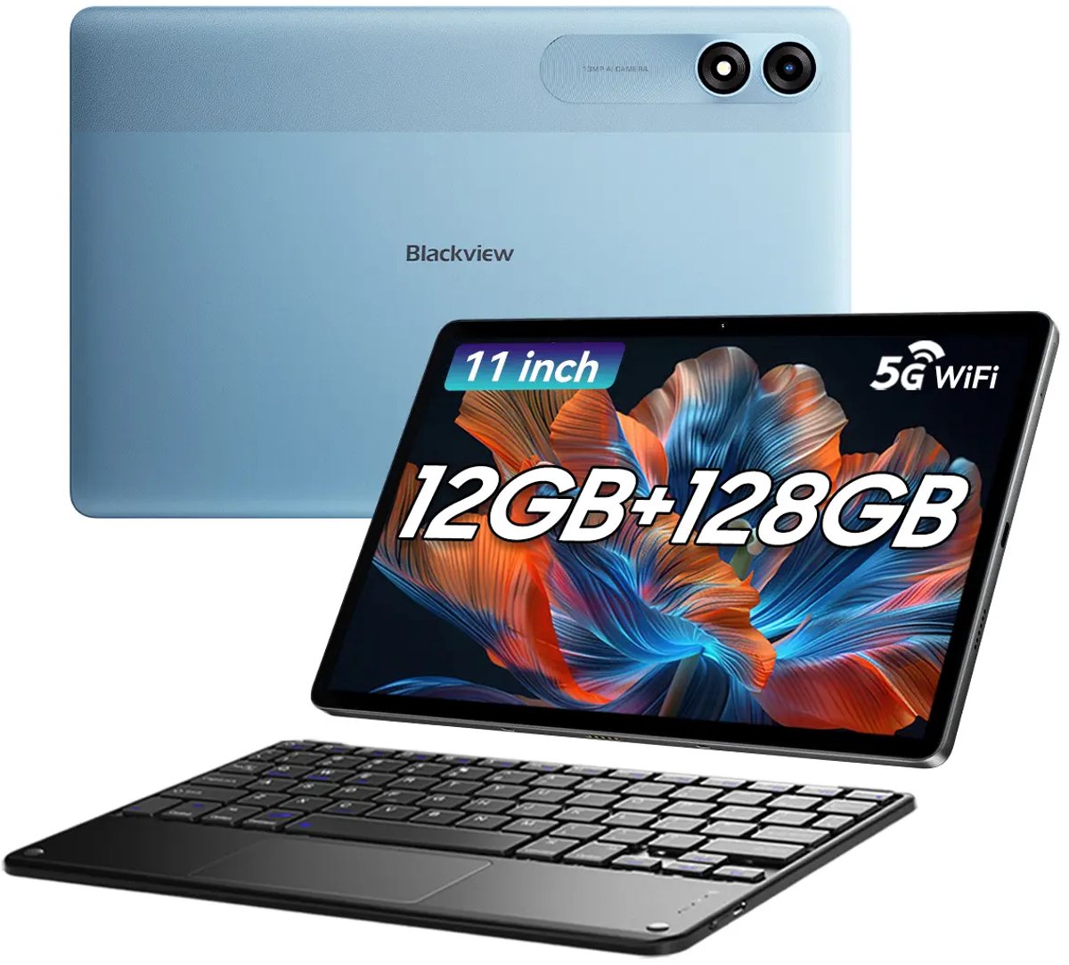 Blackview Tab 90 WiFi - Tablet - 128GB - 11 inch - Android 15 - 5G WiFi - 8200mAh - Octa core - met Toetsenbord - Blauw (0810175519043)