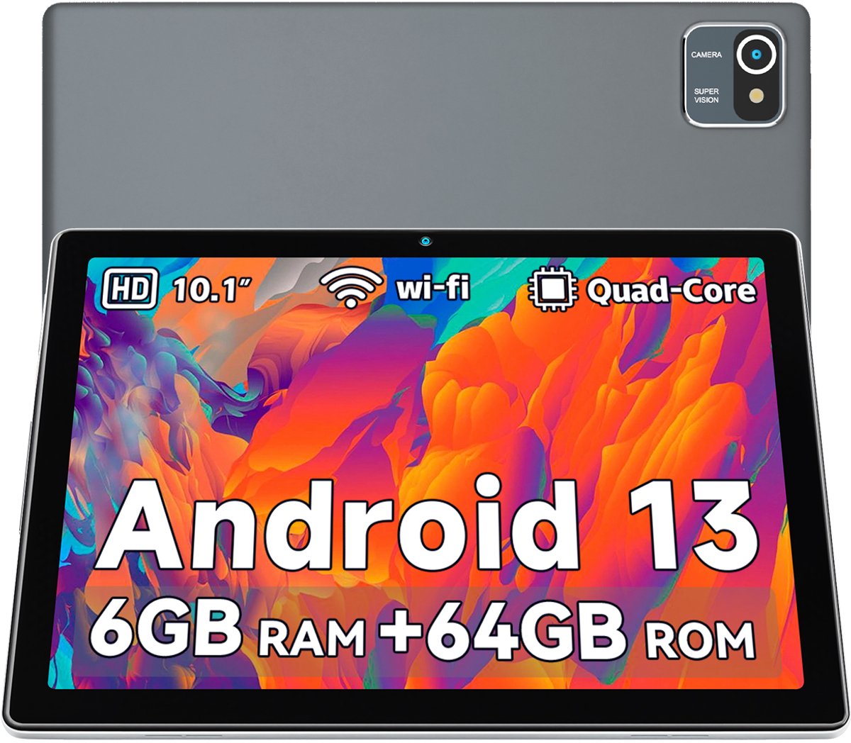 Hotlight MB1001 - Android 13 Tablet - 10.1 inch - 6(2+4)GB RAM/64GB ROM- 5000mAh - Grijs (6978044740128)
