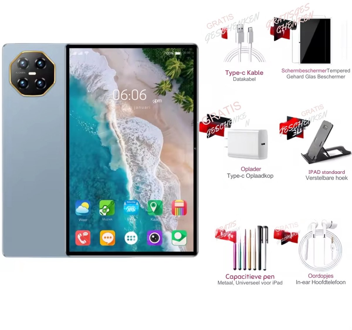 Pad 8 Pro Snapdragon 8gen2 Android Tablet 11Inch Hd 16GB 1TB 12000 Mah 5G Dual Sim Wifi Tafels Pc - Blue (6154507013095)