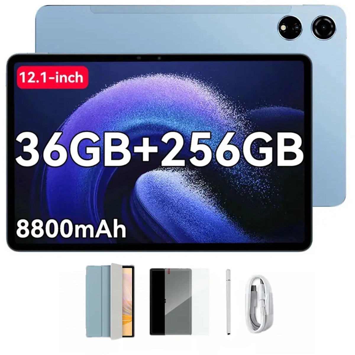 Blackview MEGA 3 Tablet - Android 15 - 12.1 Inch - 36GB RAM - 256GB ROM - Dual 4G LTE - 8800mAh - 13MP+50MP Camera - Blauw (6931548323266)