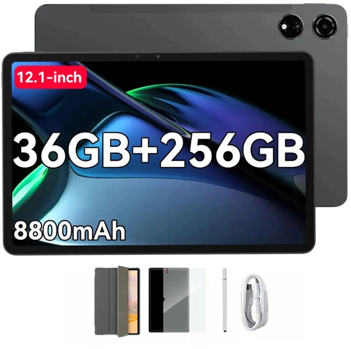 Blackview MEGA 3 Tablet - Android 15 - 12.1 Inch - 36GB RAM - 256GB ROM - Dual 4G LTE - 8800mAh - 13MP+50MP Camera - Grijs (6931548323259)