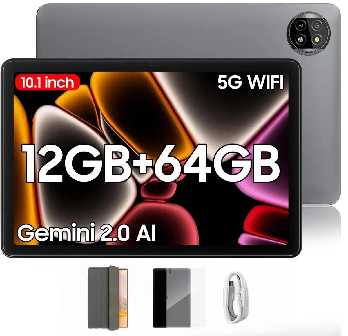 Blackview Tab 20 WiFi Tablet - Android 15 - 10 inch - 6600mAh - 12GB RAM - 64GB ROM - OTG - FM - Grijs (6931548323136)