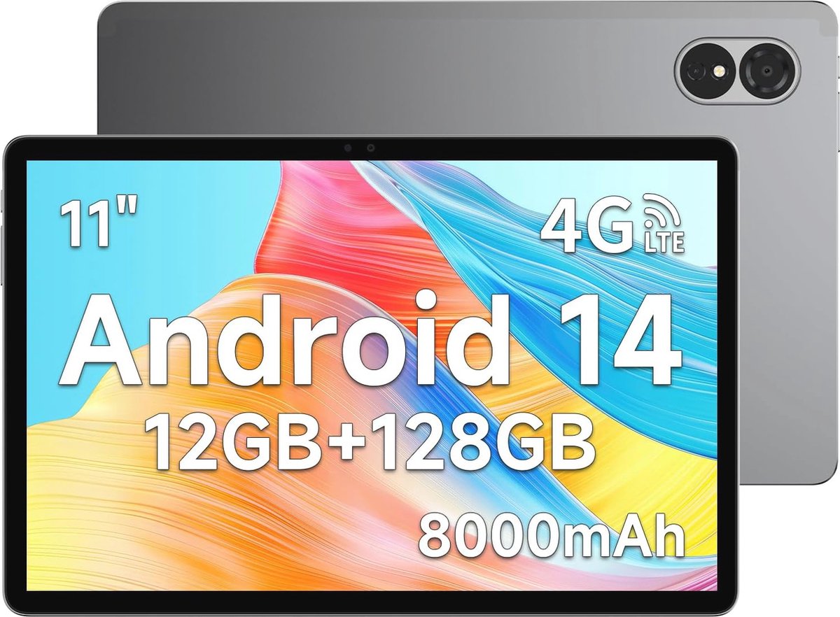 11 inch HD Tablet met Octa-core, 128GB Opslag, 8000mAh, 4G LTE, WiFi en GPS (6152627820807)