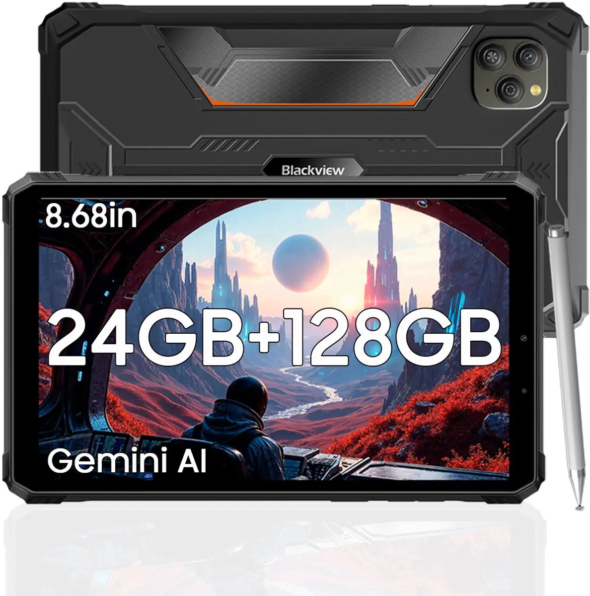 Blackview Active 5 - Tablet - 24GB RAM - 128GB ROM - Dual 4G SIM+WiFi - 8.68 inch - 6600mAh - Octa Core - Android 15 Bluetooth 5.2 - NFC - OTG - Zwart (6931548323044)