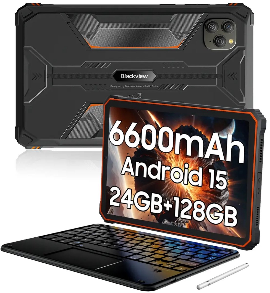 Blackview Active 5 - Tablet - Met Toetsenbord - 24GB RAM - 128GB ROM - Dual 4G SIM+WiFi - 8.68 inch - 6600mAh - Octa Core - Android 15 Bluetooth 5.2 - NFC - OTG - Oranje (0810175519616)