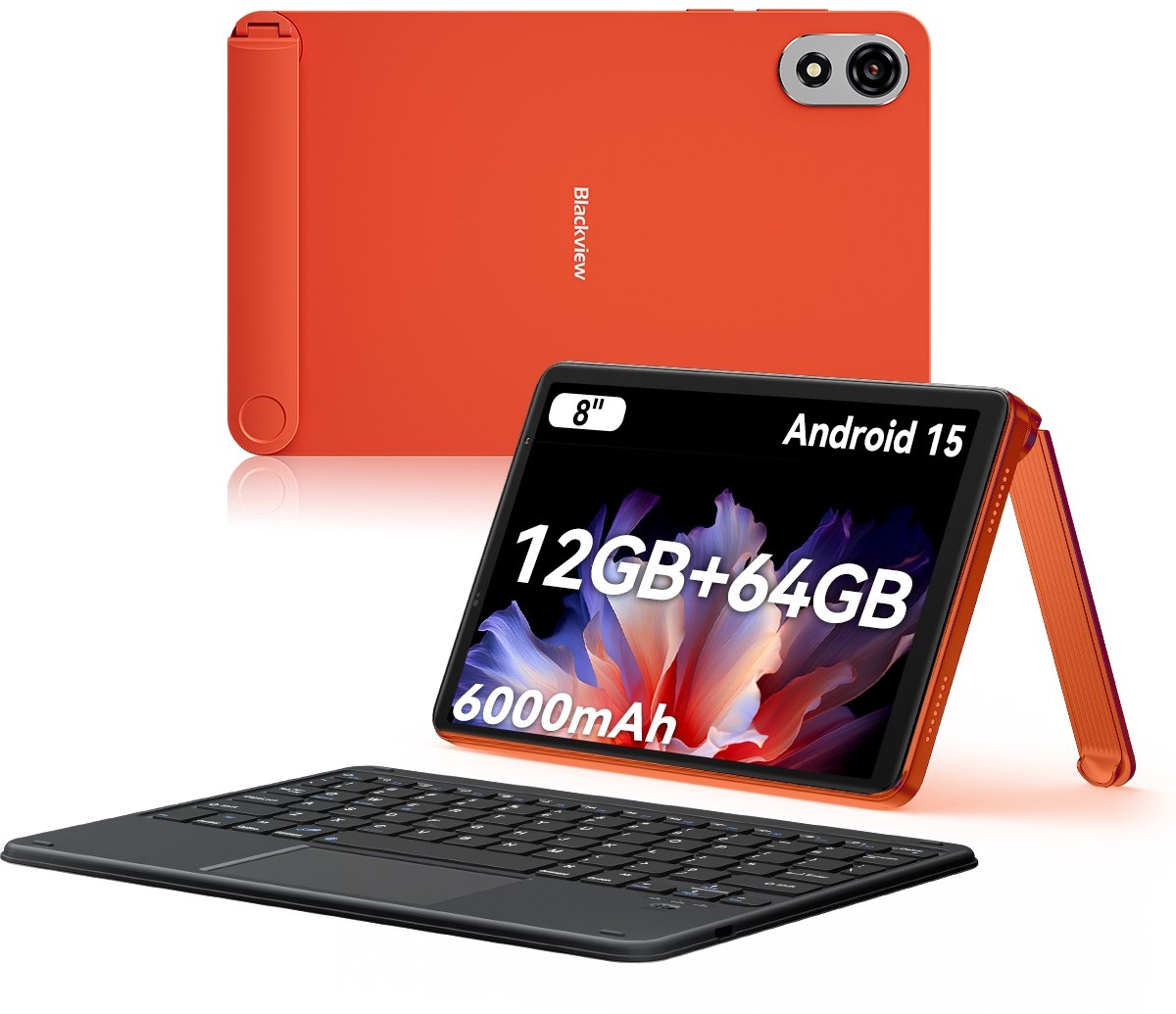 Blackview ZENO 1 Android 15 Tablet - Met Toetsenbord - 8 inch - 12 GB + 64 GB - 4G Dual SIM + WiFi - 6000 mAh - OTG - Oranje (0810175519555)