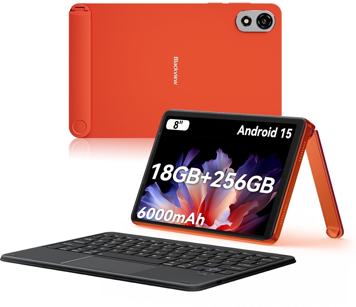 Blackview ZENO 1 Android 15 Tablet - Met Toetsenbord - 8 inch - 18 GB RAM - 256 GB ROM - 4G Dual SIM + WiFi - 6000 mAh - OTG - GPS - Oranje (0810175519586)