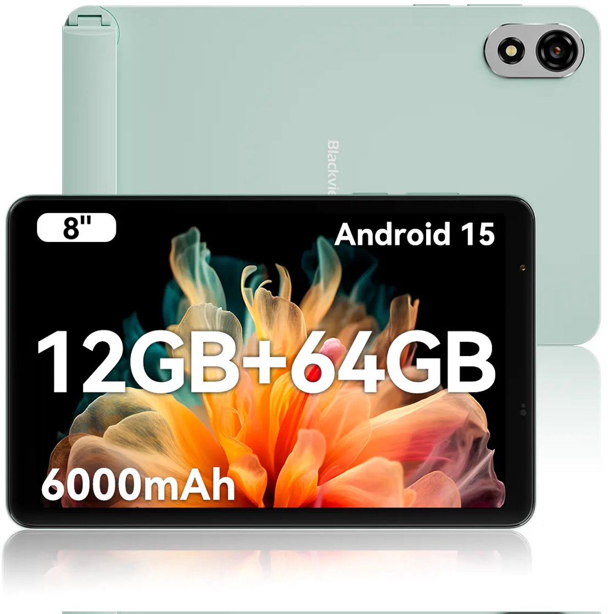Blackview ZENO1 Android 15 Tablet - 8 inch - 12 GB + 64 GB - 4G Dual SIM + WiFi - 6000 mAh - OTG - Groen (6931548323242)
