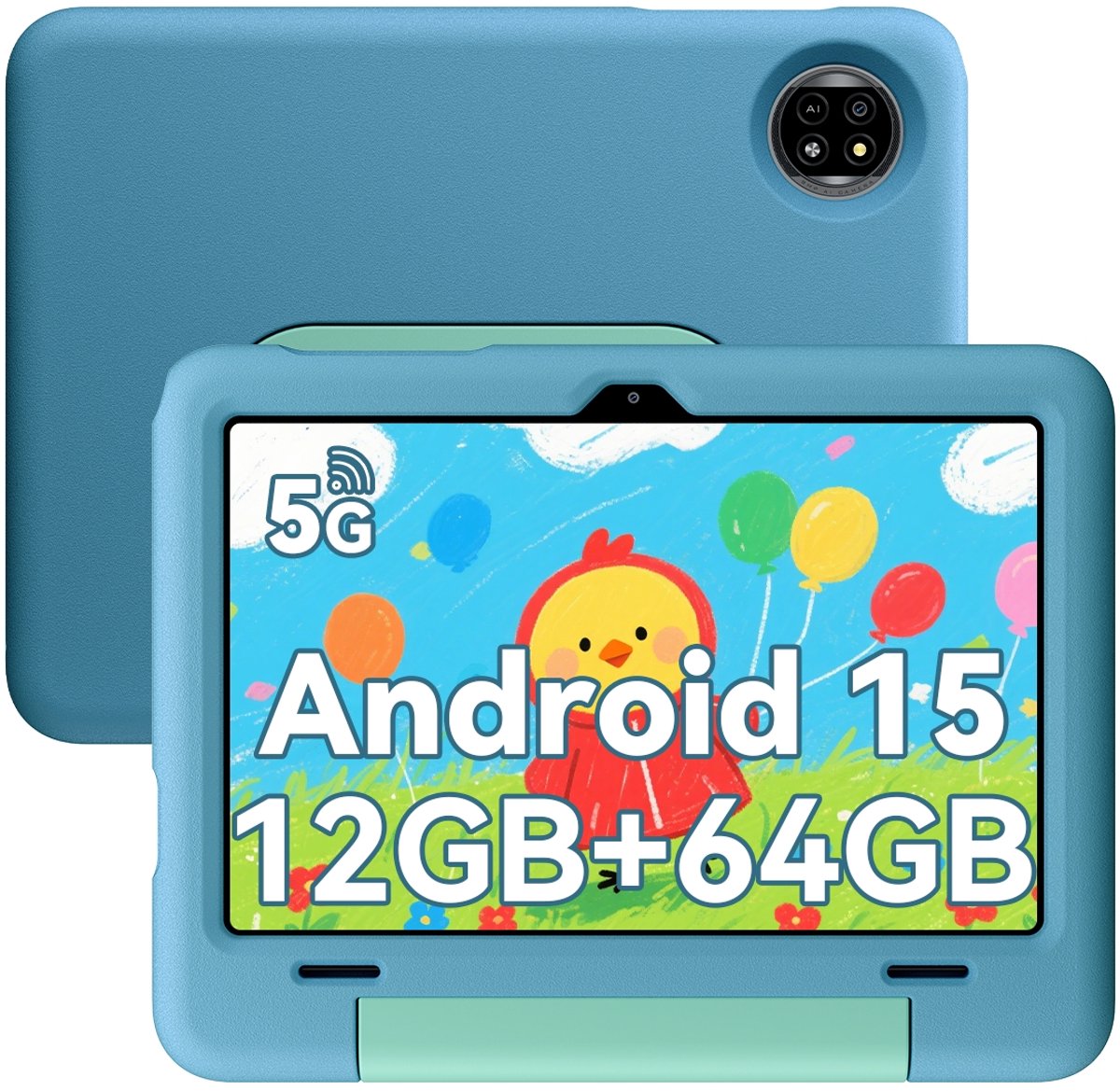 Blackview Tab 20 Kids Tablet - Kindertablet - 12GB RAM - 64GB ROM - 10.1 inch - Android 15 - Ouderlijk Toezicht App - Oogzorgmodus - Inclusief Beschermhoes - Blauw (6931548324737)