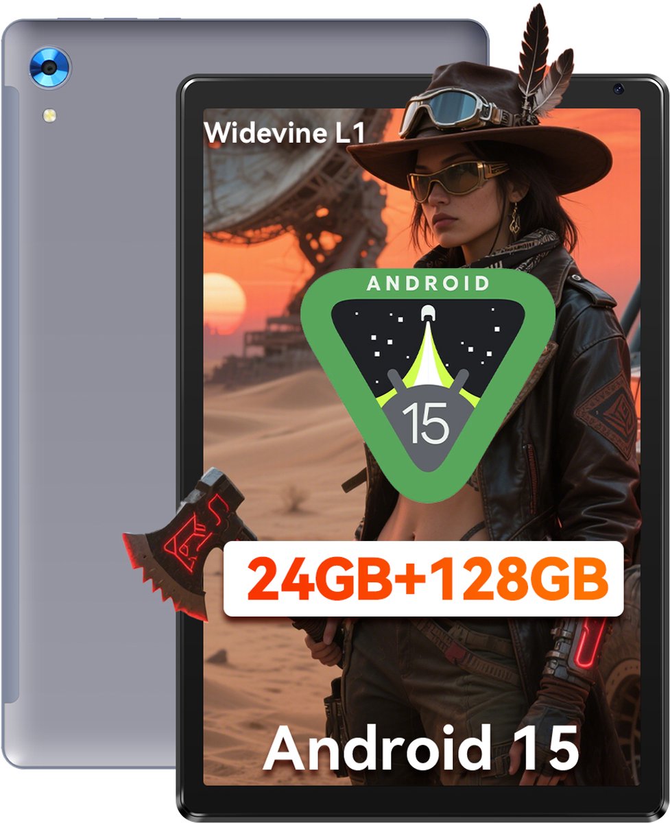 Hotlight C107 - Android 15 Tablet - 10.1 inch - 24(4+20)GB RAM/128GB ROM- 5000mAh - Grijs (6978044740371)