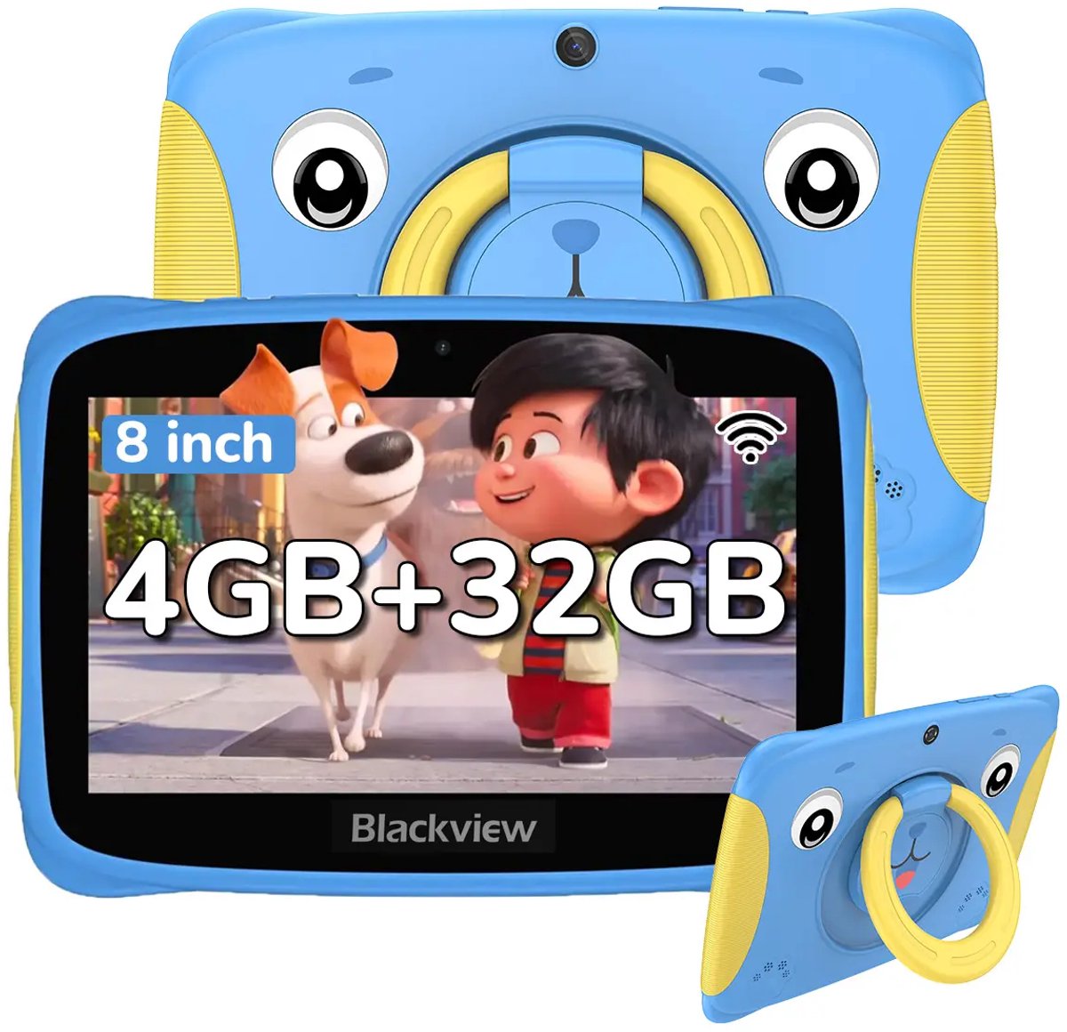 Blackview Tab 3 Kids Tablet - Kindertablet - 32GB - 7 inch - Android 13 - Oogzorgmodus - Inclusief Beschermhoes - Blauw (6931548314608)
