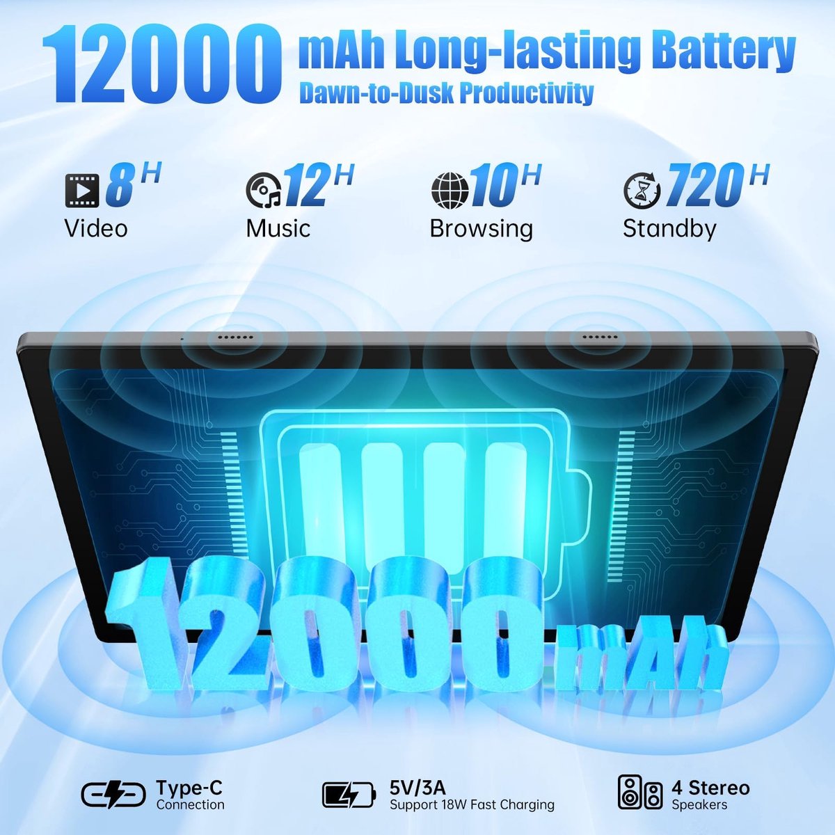 14 inch Android 14-tablet, MES-B2 Grote tablets met 1920 * 1200, Helio G99 Octa-Core, 6 GB RAM + 128 GB ROM (1 TB TF) tablet, 12000 mAh, BT5.0, wifi, 4 luidsprekers, 32 MP camera (5410499779809)