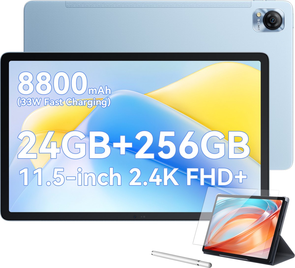 Blackview MEGA 1 Tablet 11,5 inch 24GB+256GB Helio G99 Octa Core 4G LTE +5G WiFi 2.4K FHD Android 13 PC Tablet 8800mAh/GPS/GMS/OTG/Blauw (6931548317180)