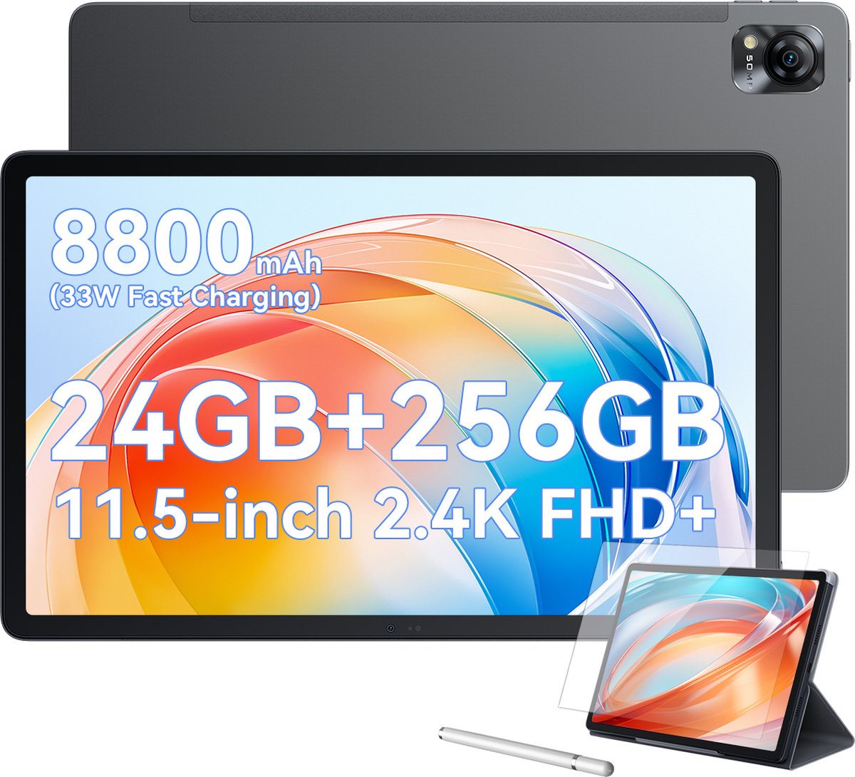 Blackview MEGA 1 Tablet 11,5 inch 24GB+256GB Helio G99 Octa Core 4G LTE +5G WiFi 2.4K FHD Android 13 PC Tablet 8800mAh/GPS/GMS/OTG/Grijs (6931548317173)