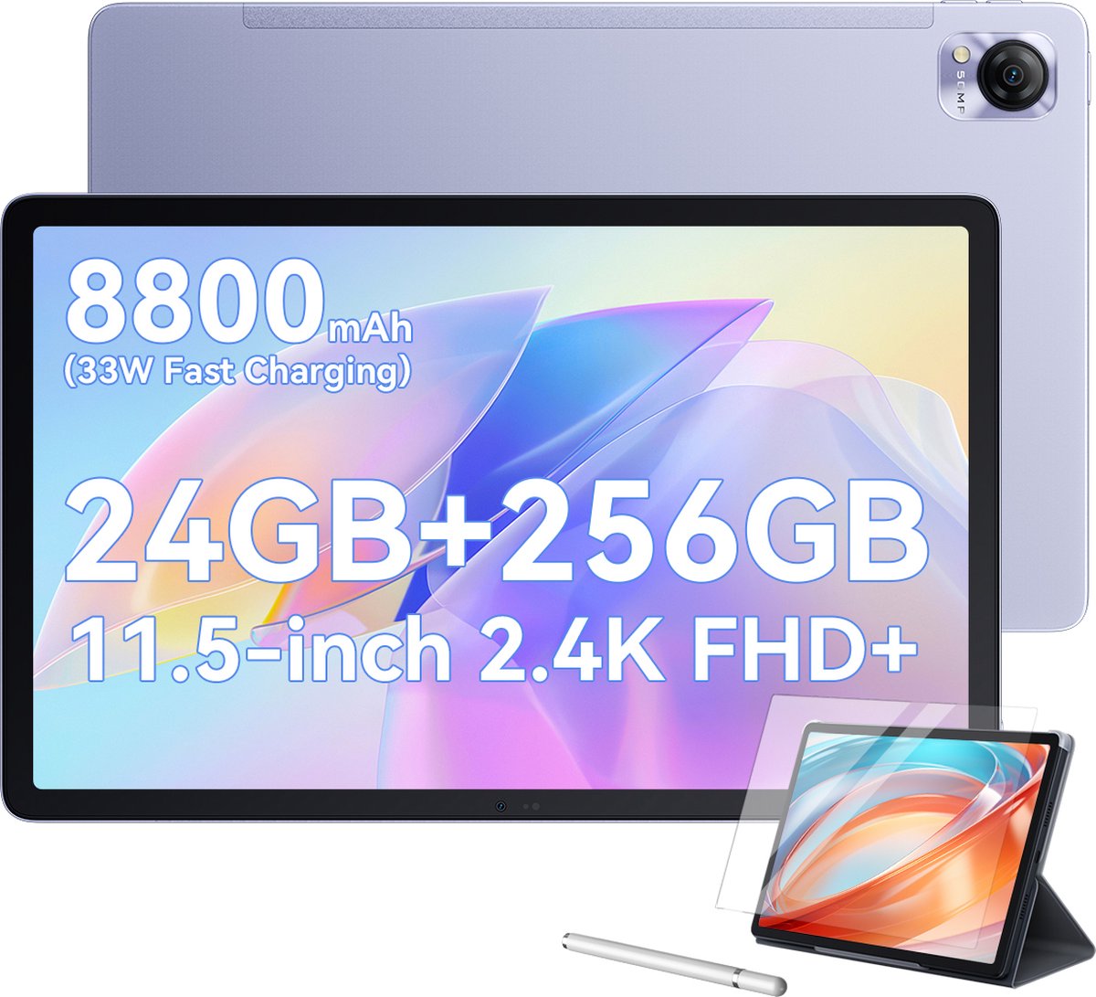 Blackview MEGA 1 Tablet 11,5 inch 24GB+256GB Helio G99 Octa Core 4G LTE +5G WiFi 2.4K FHD Android 13 PC Tablet 8800mAh/GPS/GMS/OTG/Paars (6931548317197)