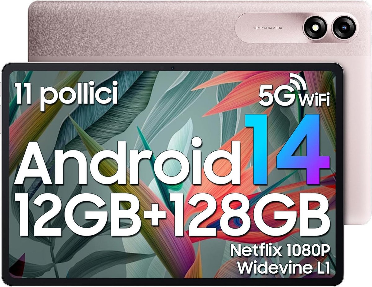 Blackview Tab 90 WiFi - Tablet - 128GB - 11 inch - Android 15 - 5G WiFi - 8200mAh - Octa core - Roze (6931548317852)