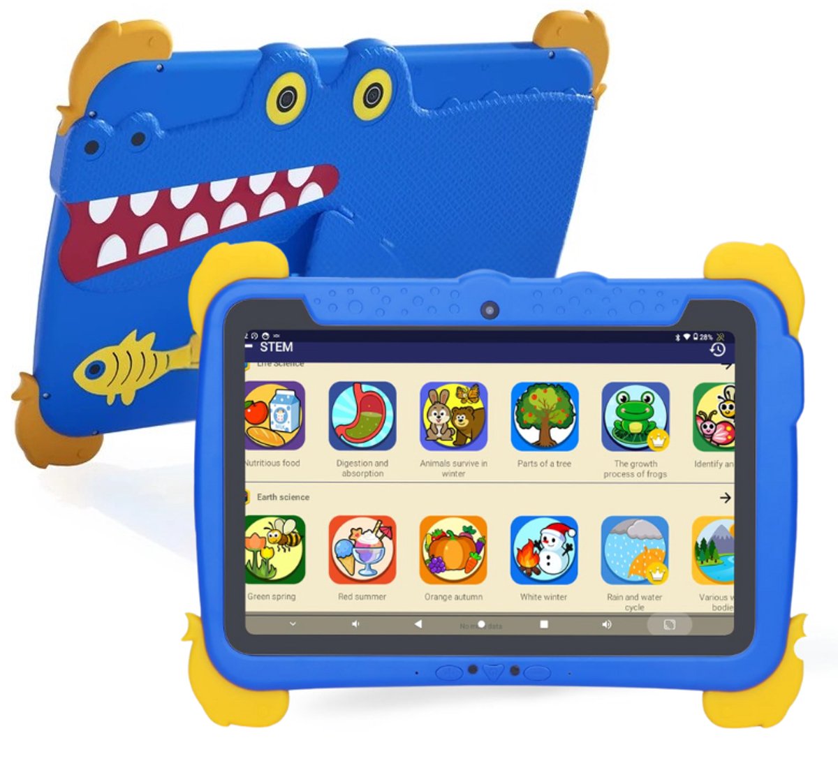 C Idea KinderTablet 10 Inch - KinderTablet - Blauw - Android 15.0 - 64GB - 4GB RAM - 10000 mAh Batterij - Quad Core Processor - Met Smart Watch - Met Touchscreen Pen - Met Leuke Accessoires (0746346436591)