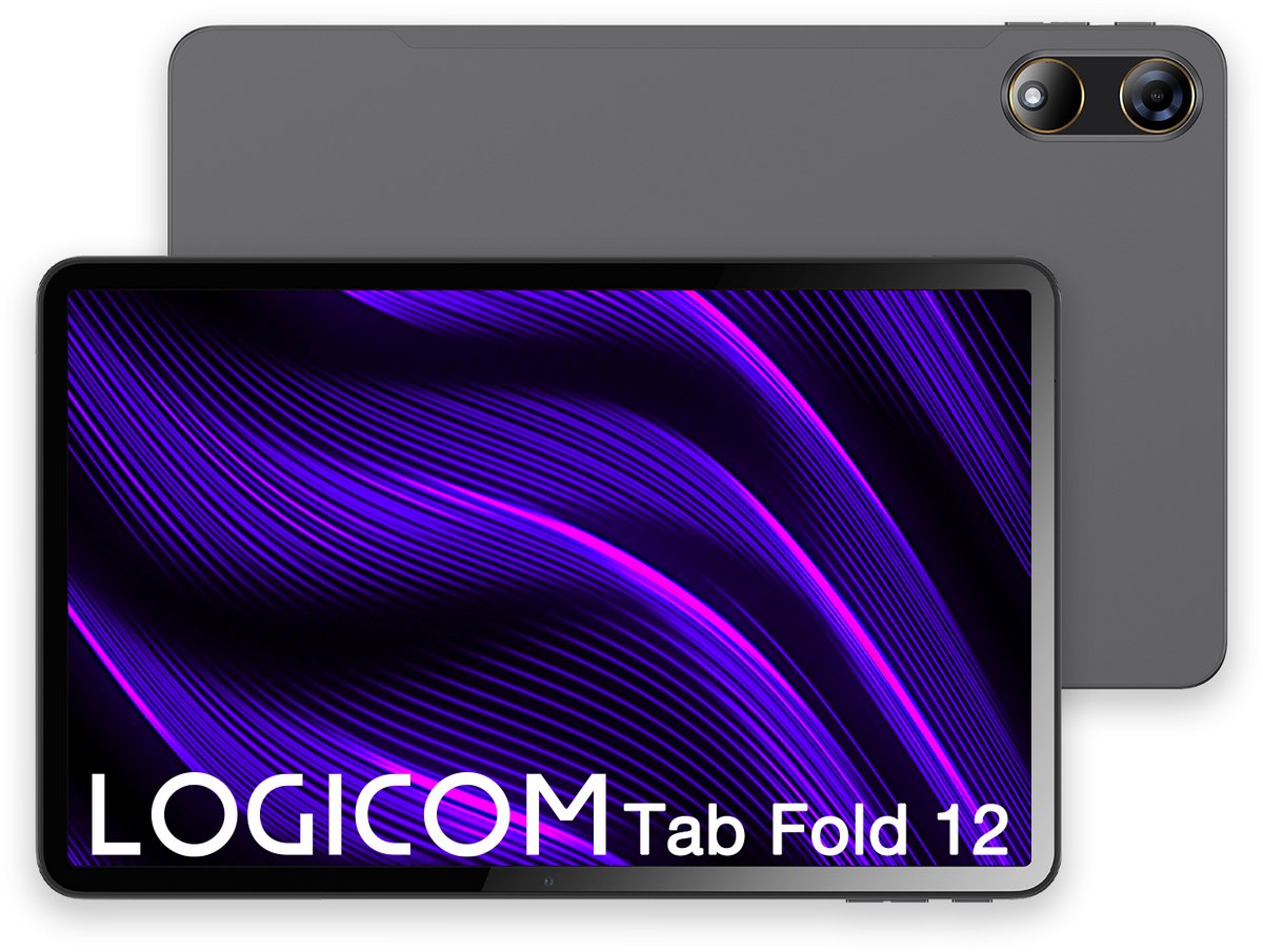 Logicom - Tablet Fold 12 - 128GB - 12 Inch - 6GB RAM - 2K Resolutie - Octa Core - Wifi - Android 15 + Case - Grijs (3483070028094)