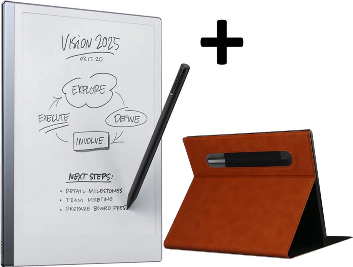 Remarkable 2 - Tekentablet - met Marker Plus incl gum en bruine slim case folio - Digitaal Notebook (9501271421507)