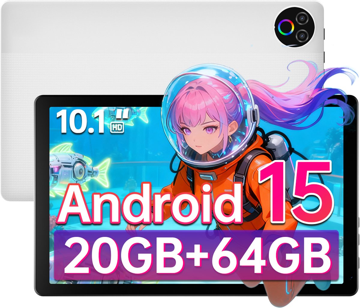 Hotlight KB1001 - Android 15 - 10.1 inch- 5000mAh - 20(3+17)GB RAM - 64GB ROM - Bluetooth 5.4 - WIFI 6 - Wit (6978044740630)