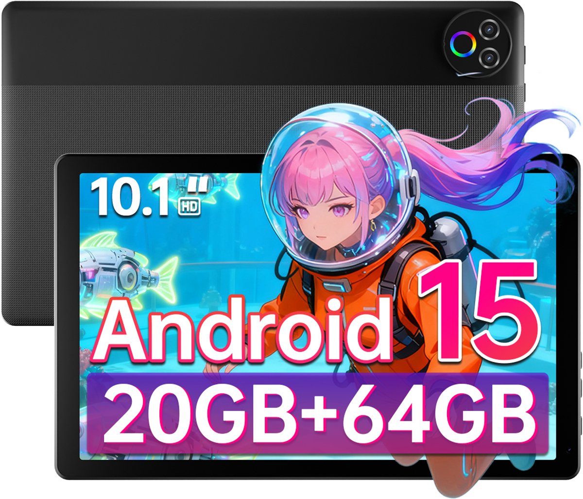Hotlight KB1001 - Android 15 - 10.1 inch- 5000mAh - 20(3+17)GB RAM - 64GB ROM - Bluetooth 5.4 - WIFI 6 - Zwart (6978044740647)