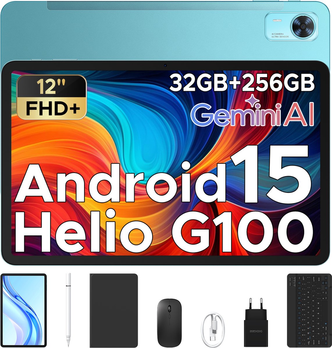 Tablet met Doogee Tab E3 Toetsenbord+ Android 15 Batterij 8800 mAh 12 