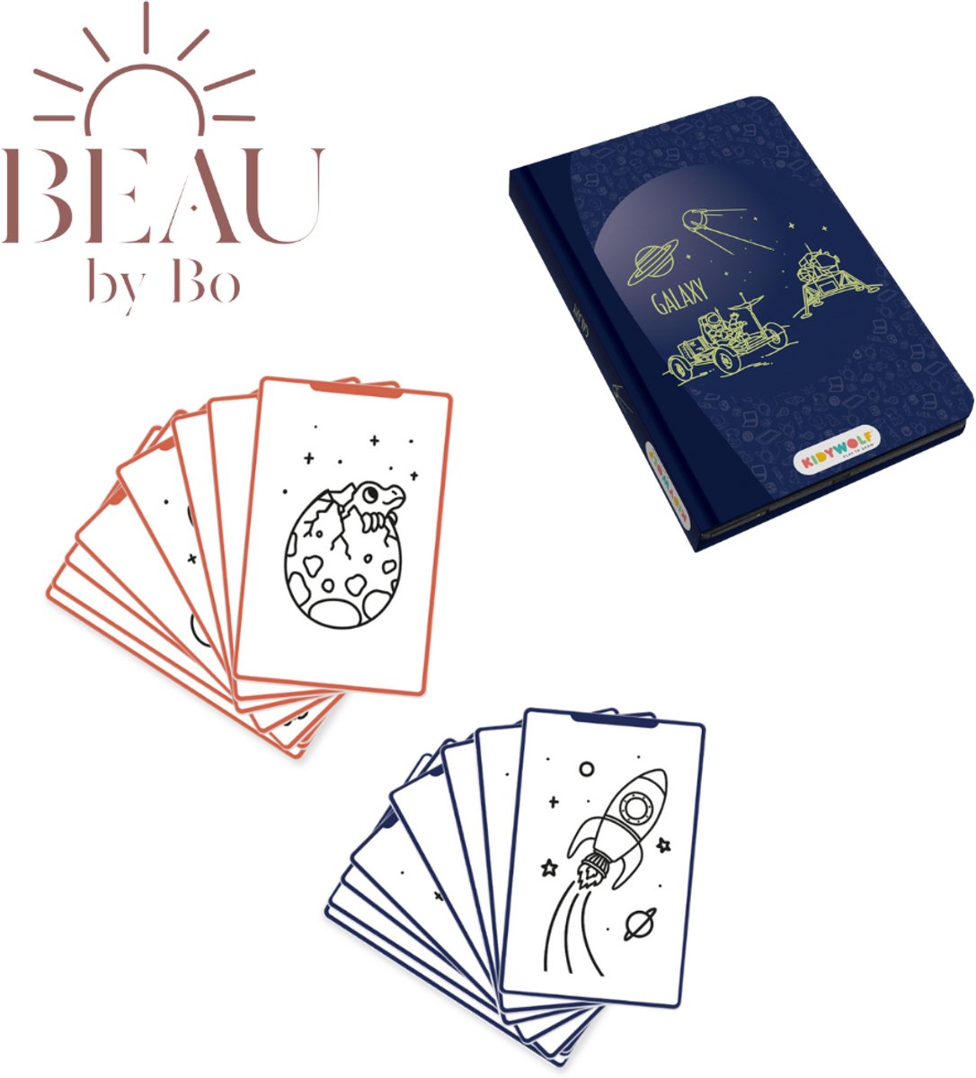 BEAU by Bo Kidywolf Kidydraw Mini Tekenboek met LCD-scherm Galaxy + Refill Galaxy & Dinosaurussen (5415188860967)