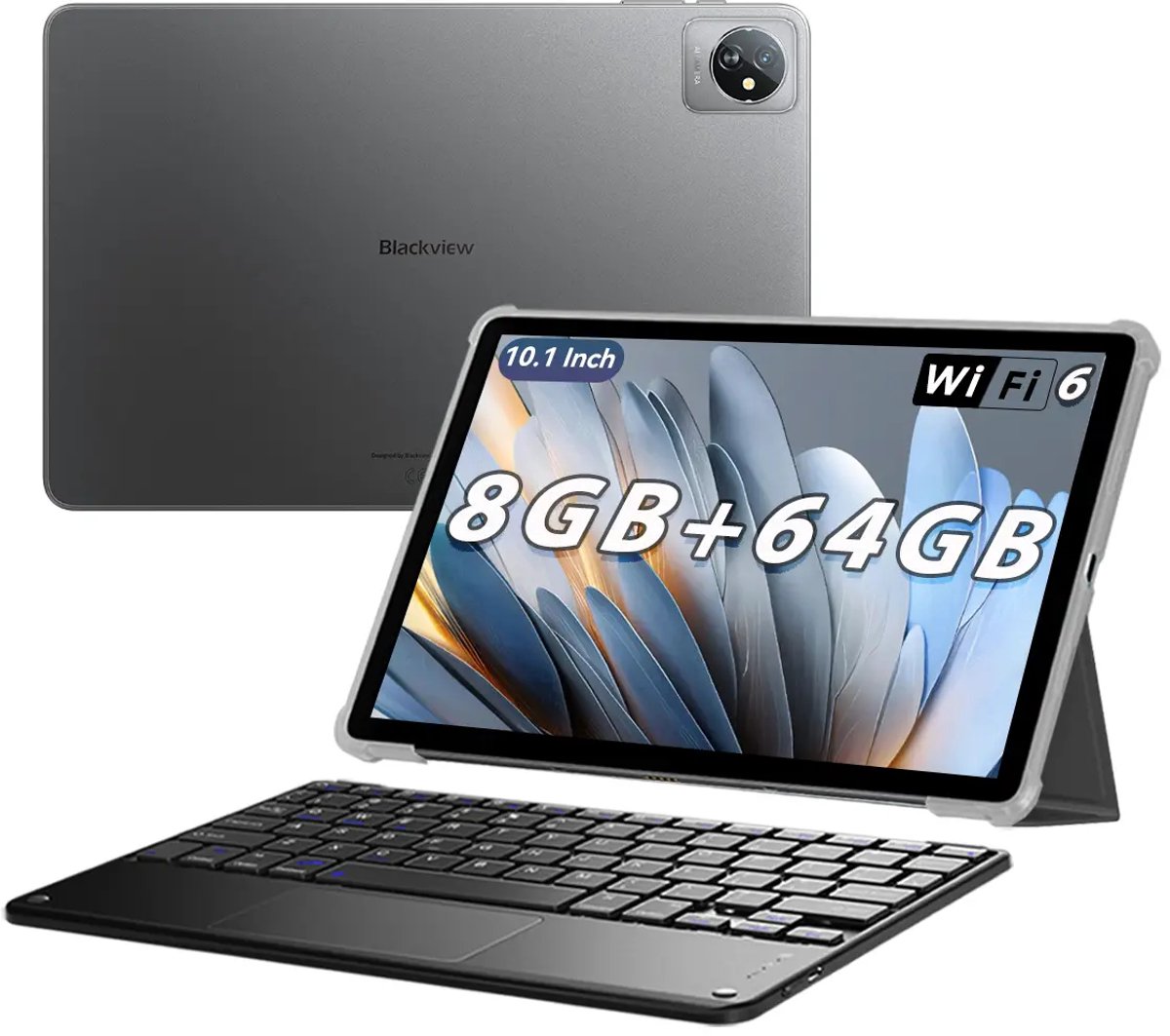 Blackview Tab 70 WiFi - Tablet - Android 14 - 64GB - 10 inch - 6580mAh - WIFI 6 WideVine L1 - met Toetsenbord - Grijs (0810175519081)
