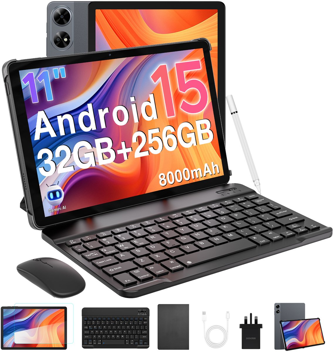 DOOGEE Tab G6 + Tablet met Keyboard Slot SIM Kaart Android 15 11