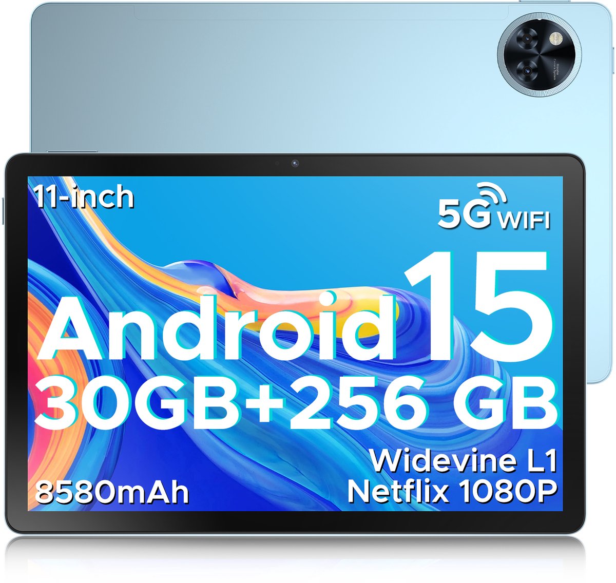 DOOGEE Tablet U11 Pro- Tablette - 30GB RAM - 256GB ROM - 8580 mAh - 11 Inch 1080P 90 Hz-T7200 Octa-Core- 13MP Camera - 5G WIFI -Face ID - 7.9 mm Metallic Body - Blauw (6923740257043)