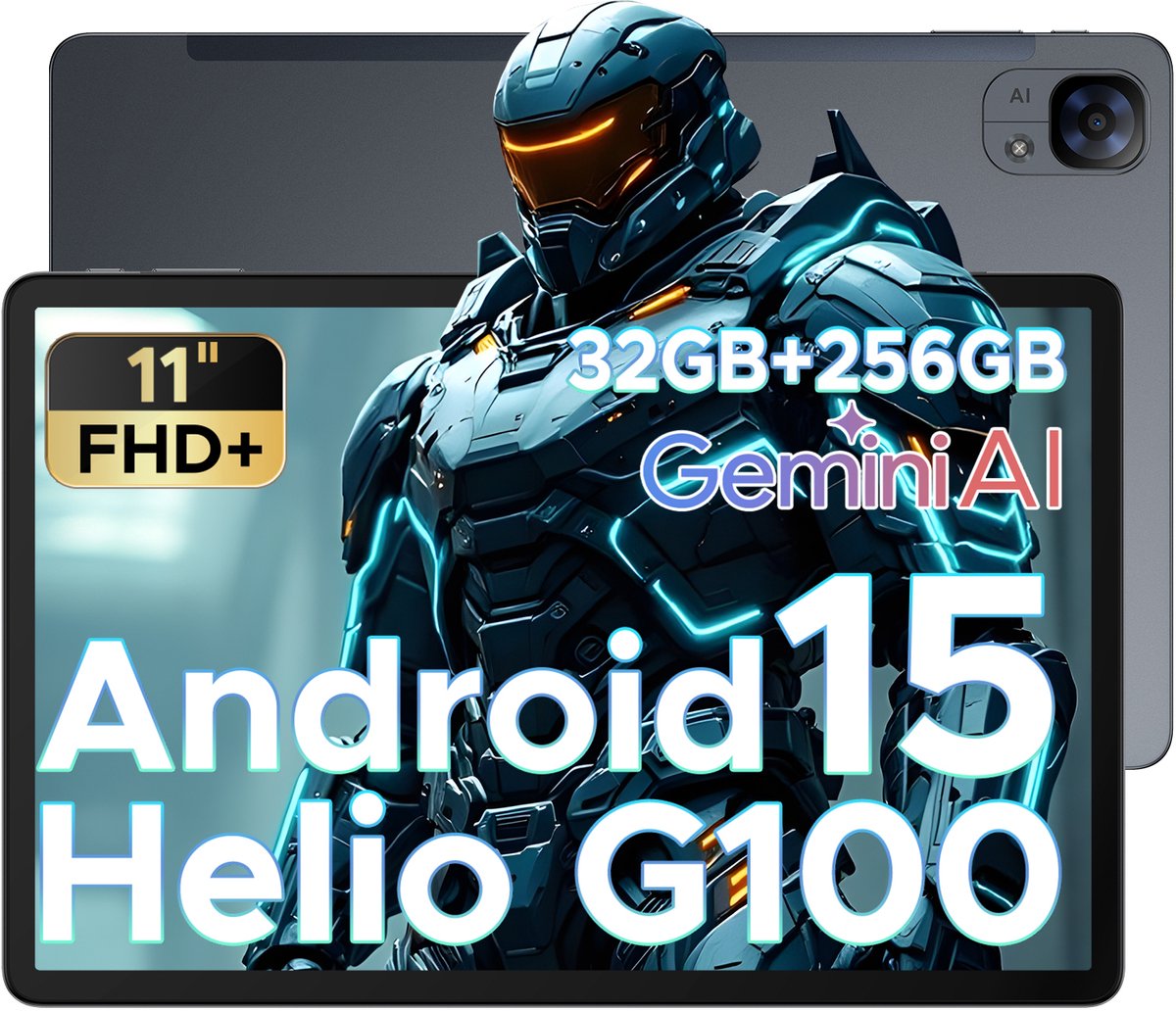 Doogee Tab E3 -Tablet-Android 15- 11 inch 90Hz FHD+ - 4G LTE-Gemini AI-32GB ROM+256GB ROM(2TB TF)-Helio G100-8800mAh/18W-Dubbele luidsprekers-Face ID-5G Wi-Fi-A GPS-GPS-Grijs (6923740269800)