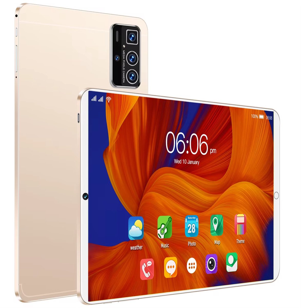 Slanke 10-inch Android Tablet - WiFi - Triple Camera Systeem - Inclusief HD Beeldscherm - Verkrijgbaar in Zwart, Zilver, Goud & Groen (6153731938983)