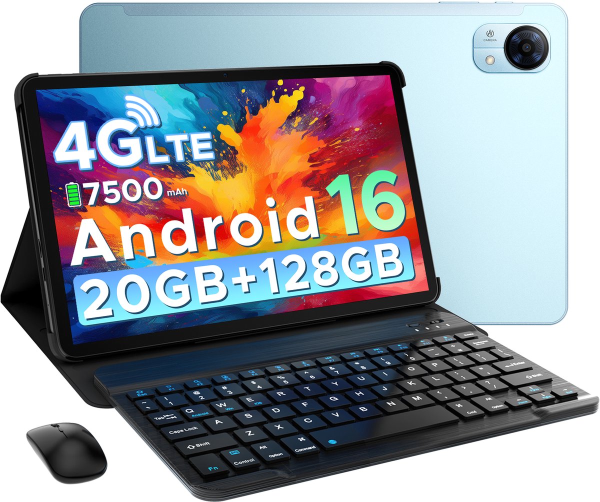DOOGEE Tab G5 VIP - Tablet - 20GB + 128GB (2TB TF) - 4G LTE - Android 16 - 10 inth 120Hz IPS HD - Unisoc T7200 - 7500mAh - 2 Lautsprecher - Widevine L1 - Face ID - GPS -Met toetsenbord, muis, stylus, koptelefoon (6942654903785)
