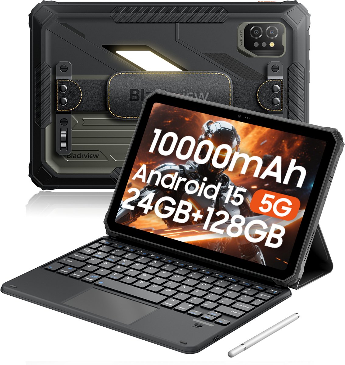 Blackview Active 7 - Tablet - 24GB RAM - 128GB ROM - Met Toetsenbord(QWERTY) - Dual 4G SIM - 11 inch - 10000mAh - Octa Core - Android 15 Bluetooth 5.0 - NFC - OTG - Zwart (0810175519807)